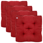 Heart Home Microfiber Square Chair Pad Seat Cushion for Car Pad, Office Chair, Indoor/Outdoor, Dining Living Room, Kitchen-Pack of 4, 18 * 18 Inch (Maroon)